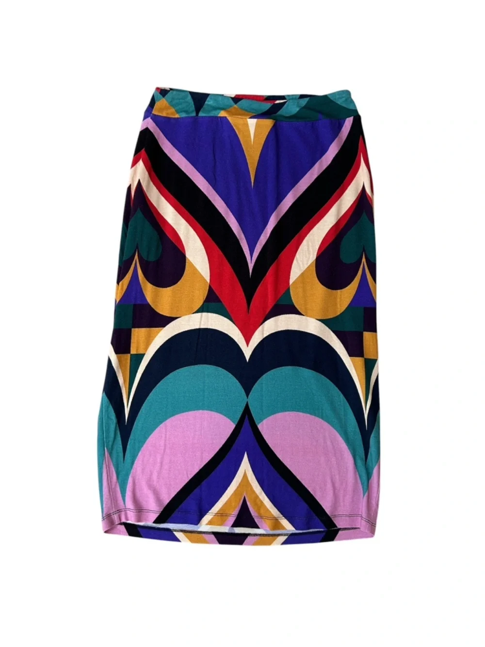 FARM Rio Kaliya Midi Skirt Bold Geometric Retro Mod Print Colorblock Boho XS